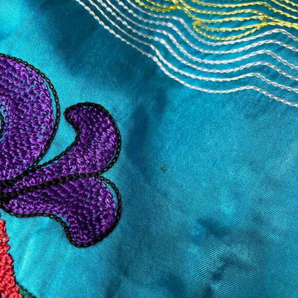 Sandy Starkman Blazer Women's Medium Button Up Long Sleeve Embroidered Fish Blue - Picture 3 of 8